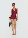 Vinezza Halter Glitter Knit Top Cherry