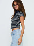 Sylvanna Collared Top Navy Stripe
