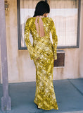 Setting Sun Long Sleeve Maxi Dress Yellow Black