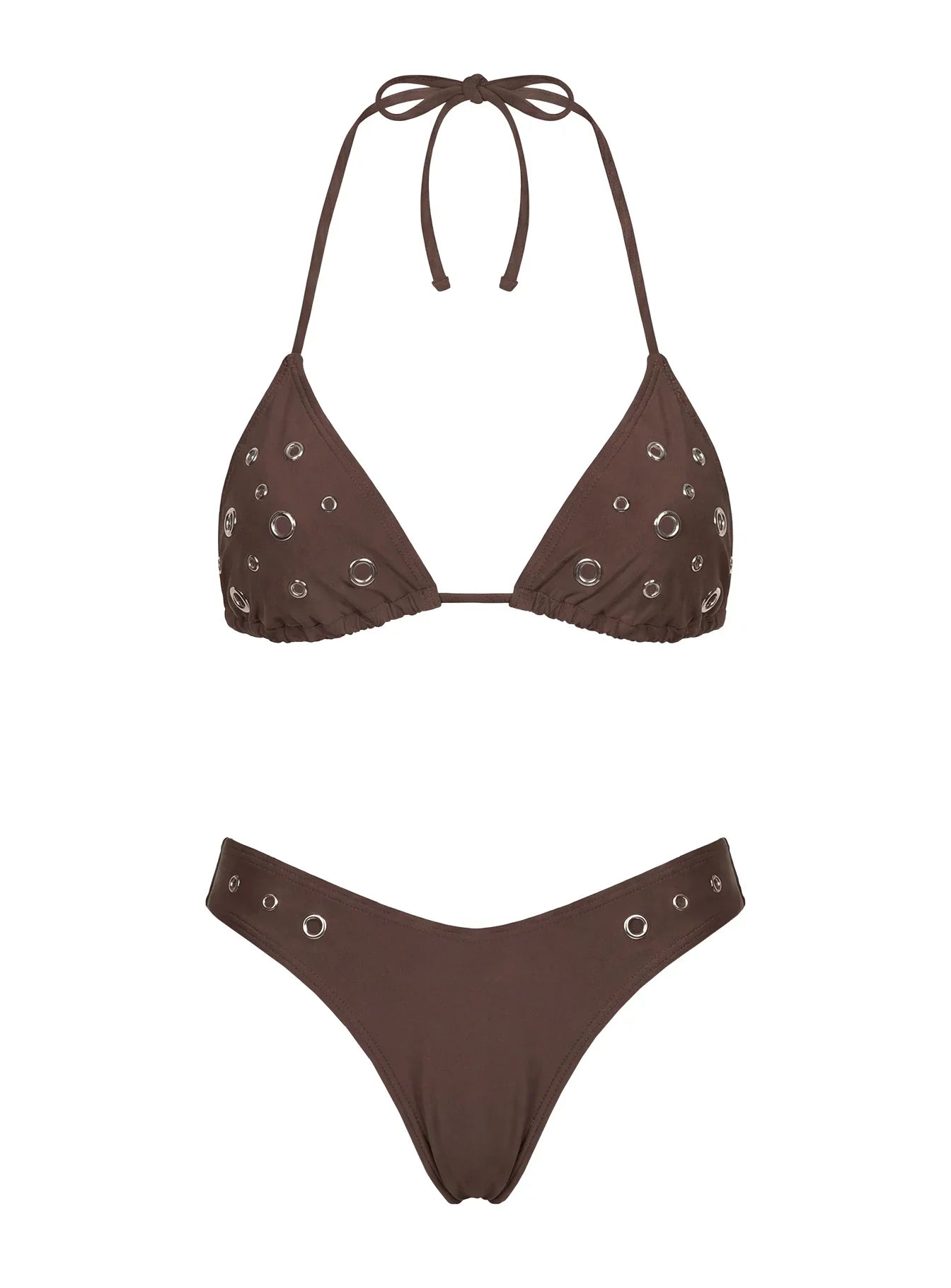 Soft Summer Eyelet Detail Bikini Bottoms Brown