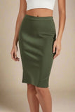 Pencil High Waist Bandage Knee Length Skirt Olive Green