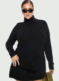 Enisa High Neck Long Sleeve Top Black Curve