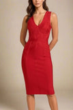 Noa V Neck Bodycon Dress Red Wine