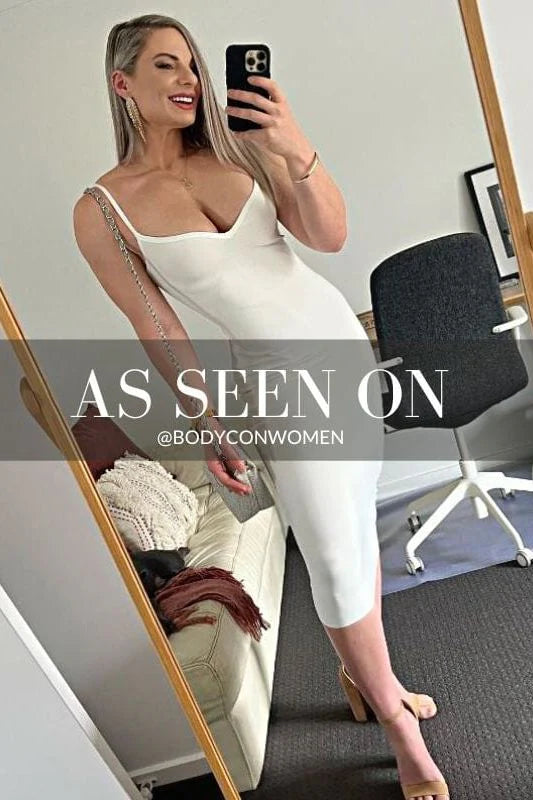Blanche Bandage Midi Dress White Pearl