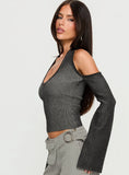 Novelia Halter Long Sleeve Top Black