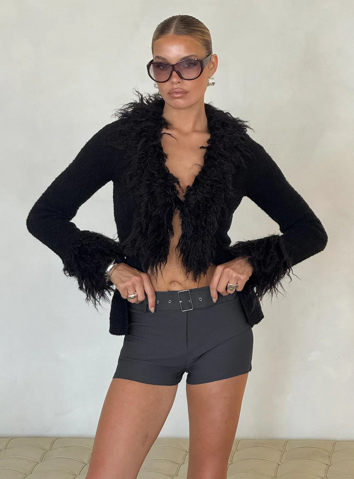 Titanium Belted Micro Short Charcoal