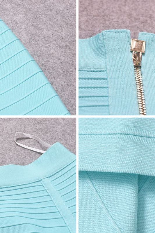 Leni Bandage Top and Knee Length Skirt Set Sky Blue