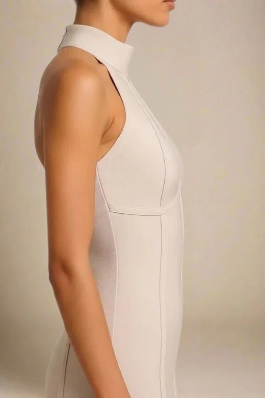 Lea Bandage Midi Dress Beige