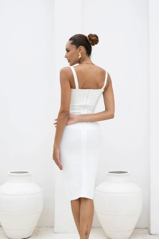 Heidi Bandage Midi Dress White Pearl Sale