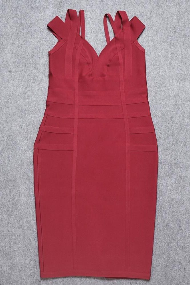 Sia Bandage Dress Red Wine Sale