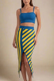 Nadia Bandage Crop Top and Midi Skirt Set Royal Blue