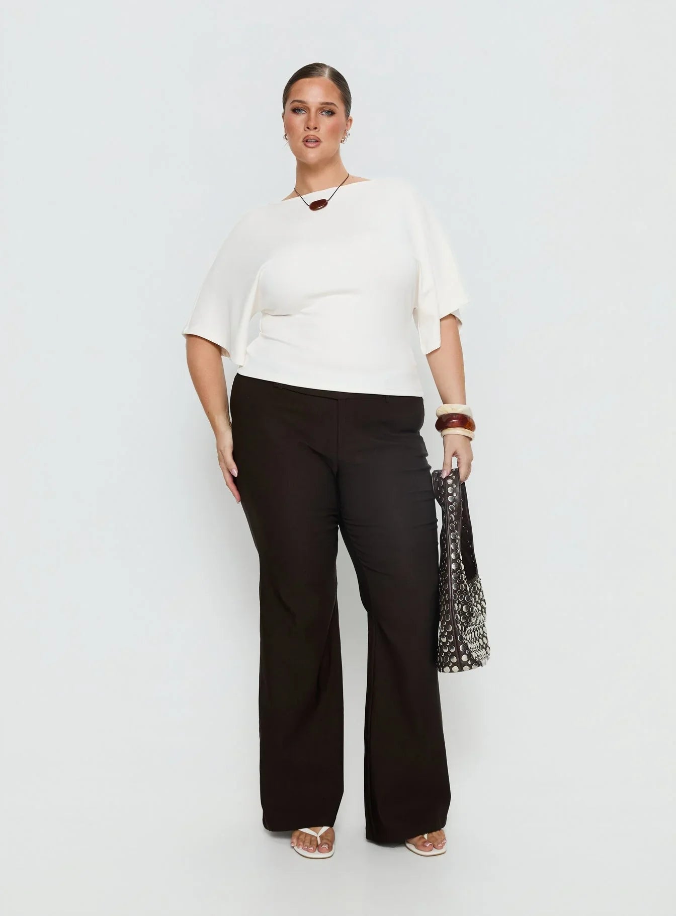 Arazia Cinched Short Sleeve Top White Curve