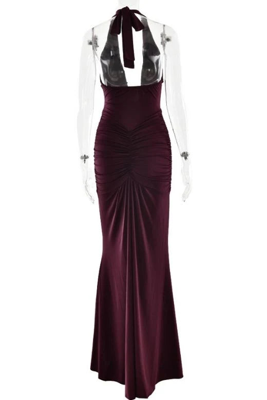 Bella Bodycon Wrap Maxi Dress Tan Brown