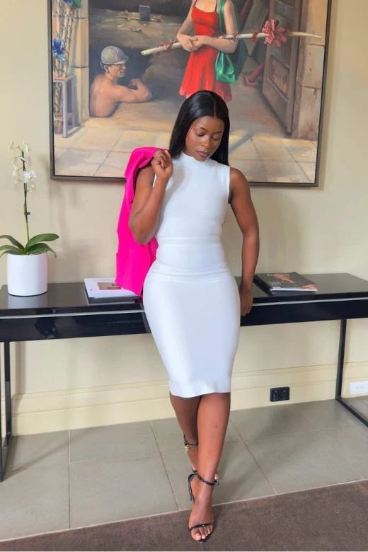 Grace Bandage Midi Dress Dusty Pink