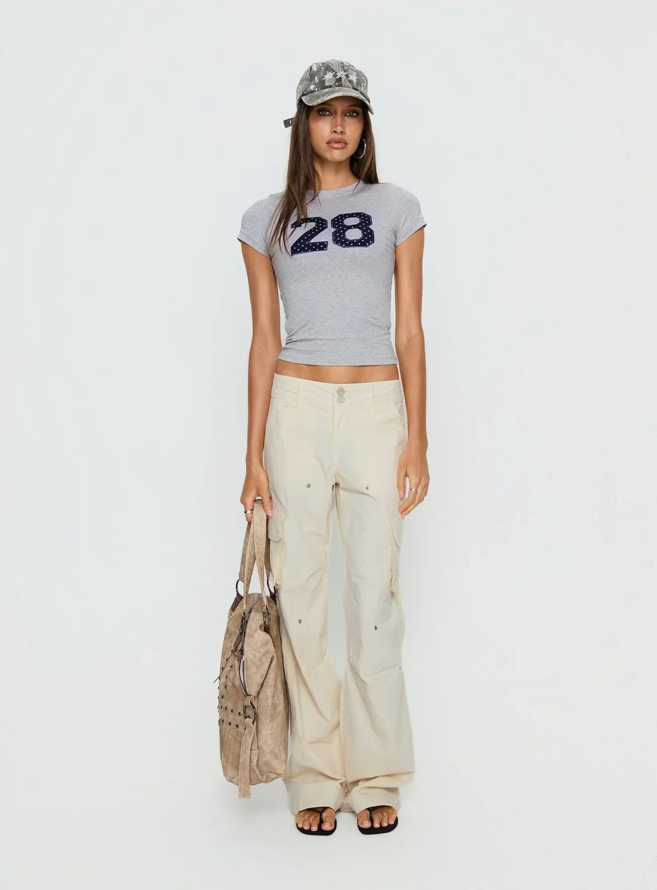 Sutin Tee Grey Marle Polka Dot