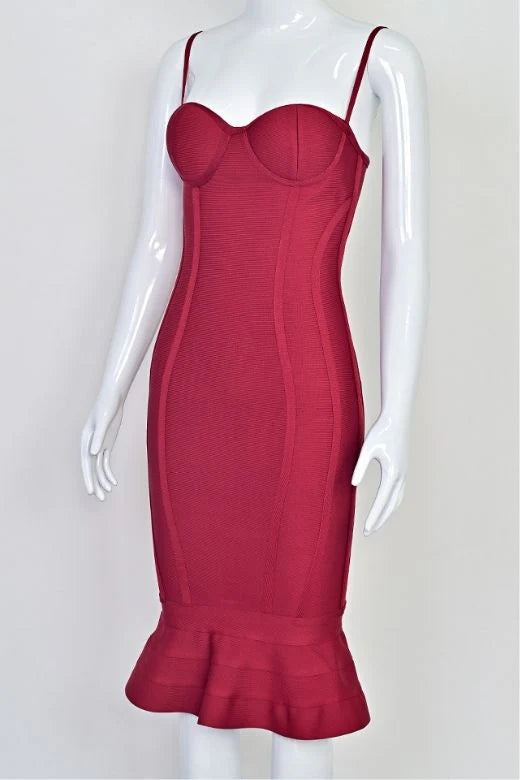 Joy Bandage Midi Dress Red Wine