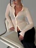 Two Of Us Sheer Long Sleeve Top Cream