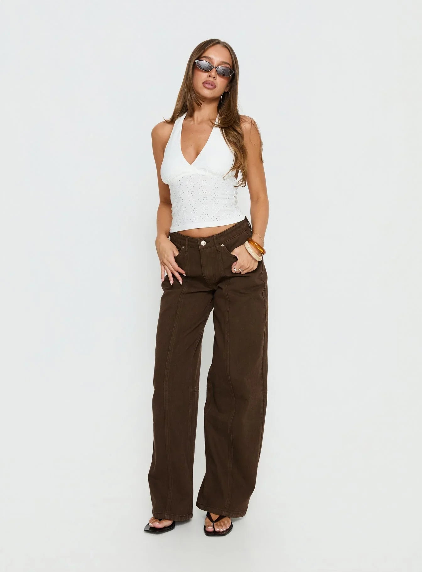 Whimsy Embroidered Halter Top White