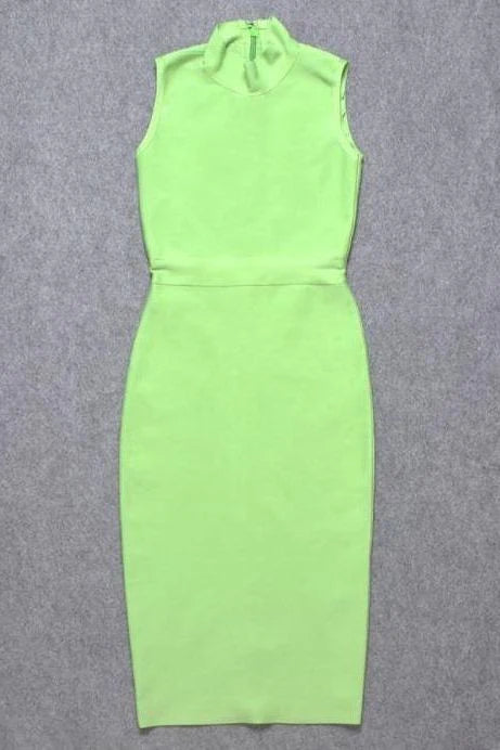Grace Bandage Midi Dress Neon Green