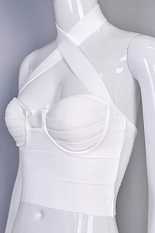 Willow Bandage Crop Top White Pearl