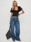 Sun Will Rise Tie Detail Top Black