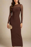Robin Long Sleeve Bandage Maxi Dress Tan Brown