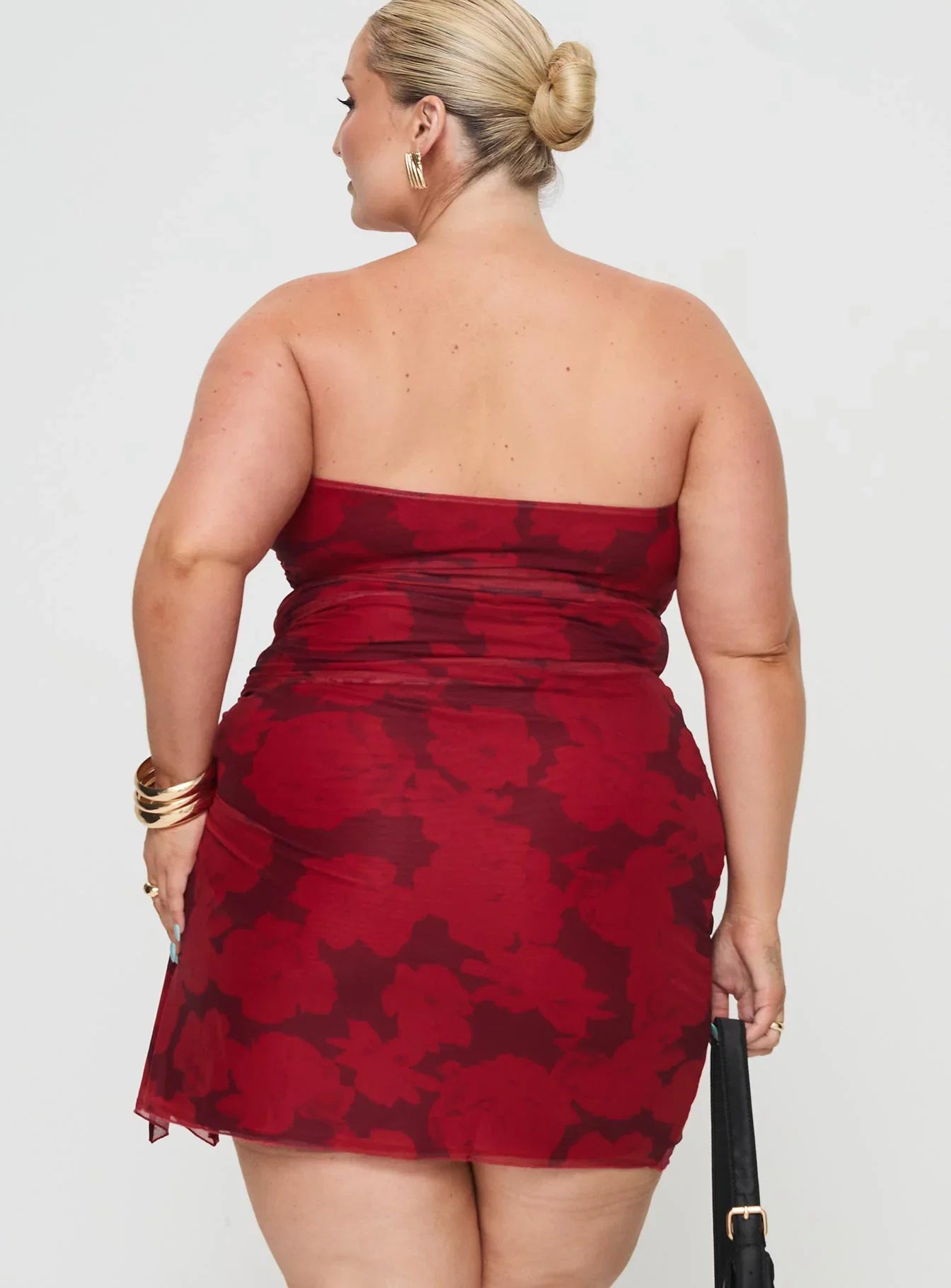 Donelli Mini Dress Burgundy Red Floral Curve