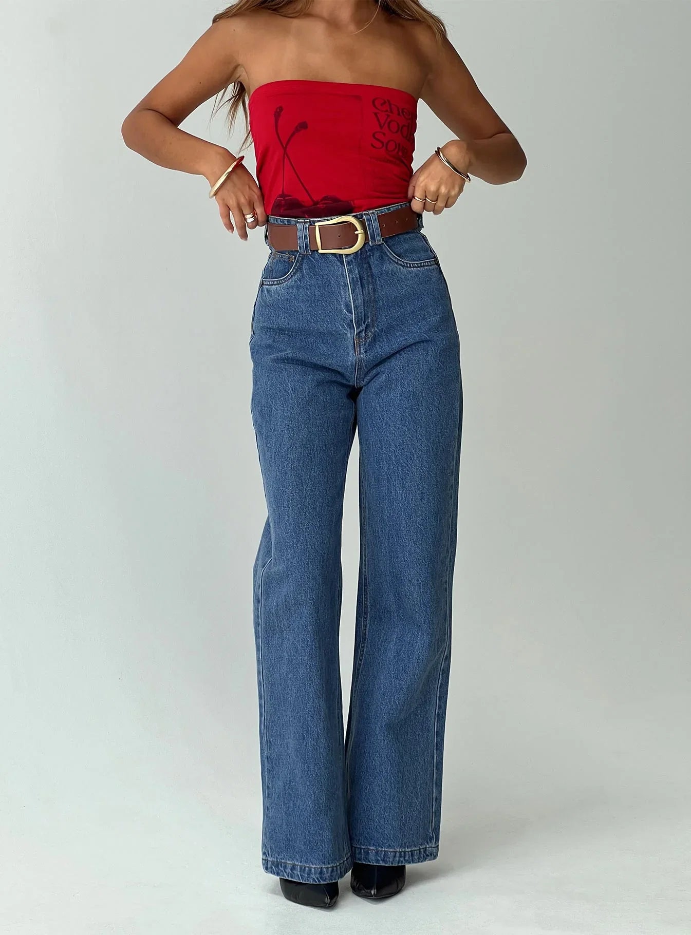 Zephee High Rise Wide Leg Jeans Light Wash