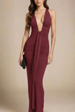 Bella Bodycon Wrap Maxi Dress Red Wine