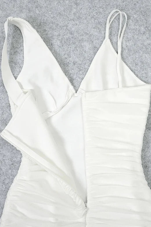 Adele Bodycon Wrap Midi Dress White Pearl