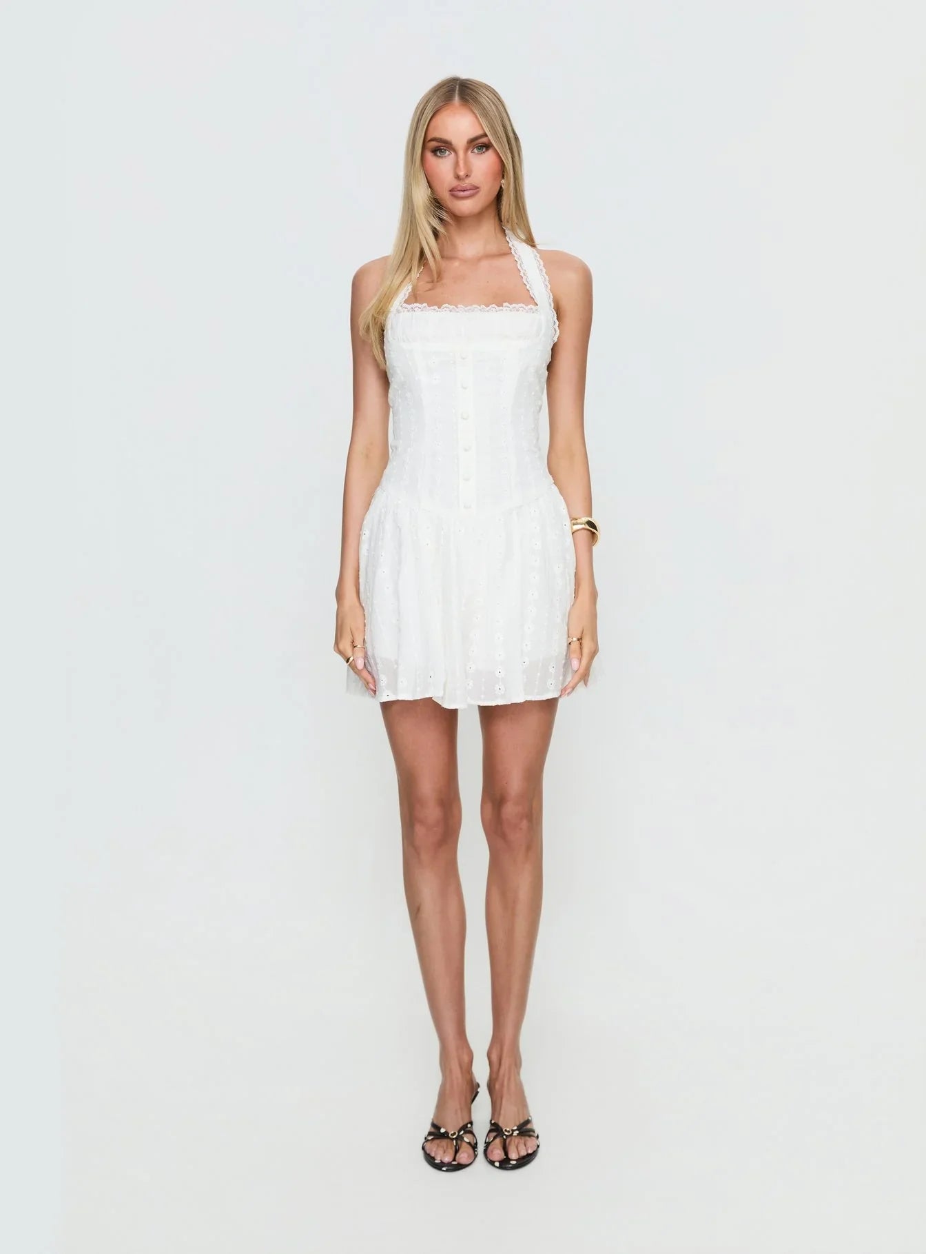 Candy Clouds Halter Playsuit White