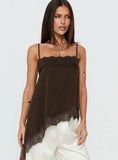 Daesa Longline Lace Top Brown