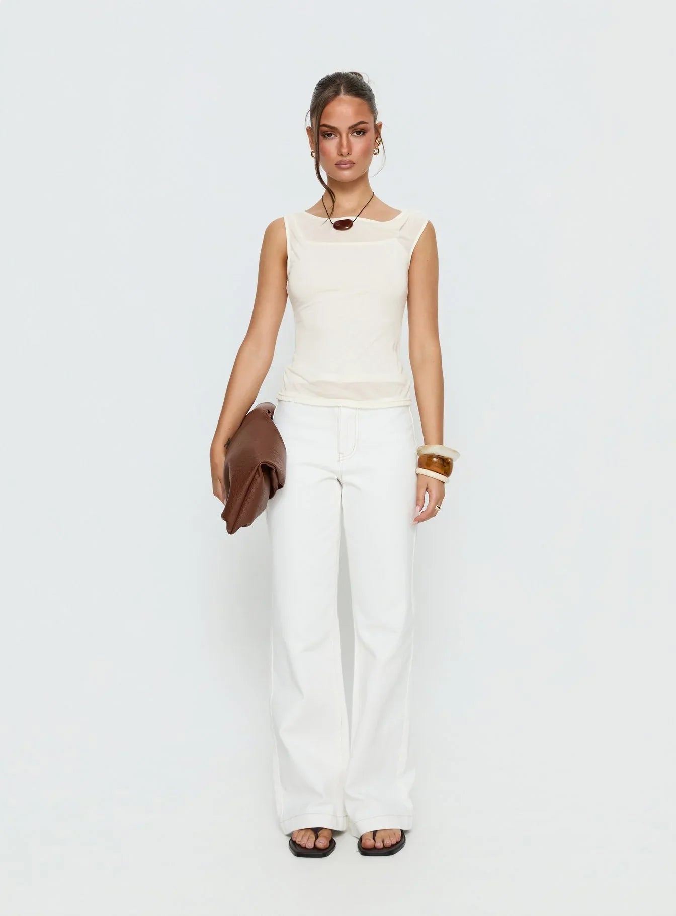 Skaia Layered Sheer Top Cream