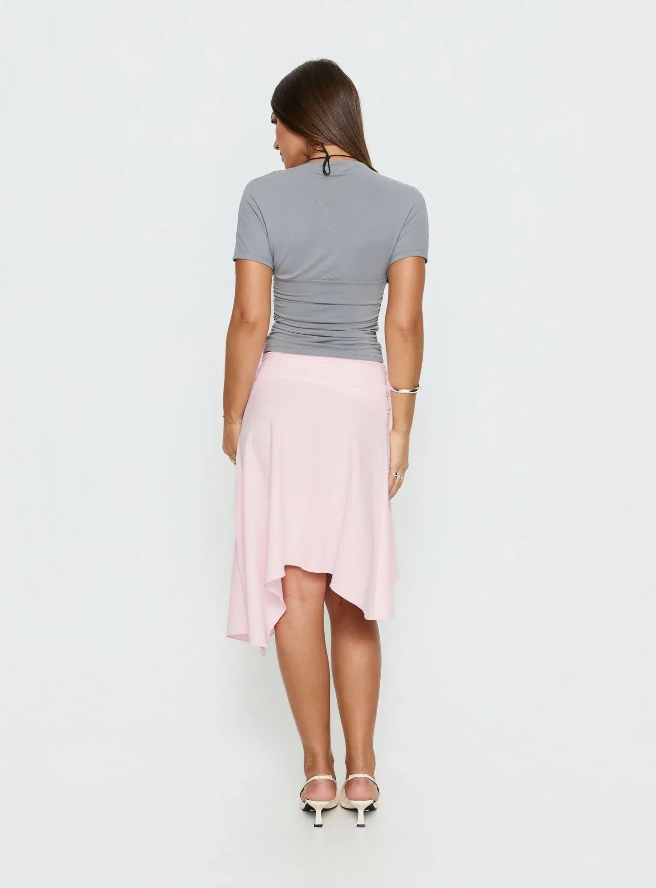 Ismora Asymmetrical Midi Skirt Pink