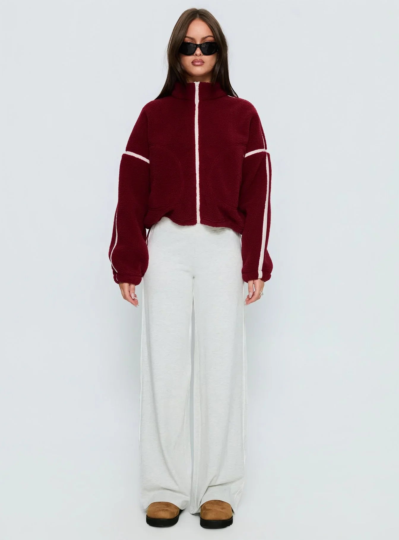 Sammee Polar Fleece Contrast Zip Through Jacket Red