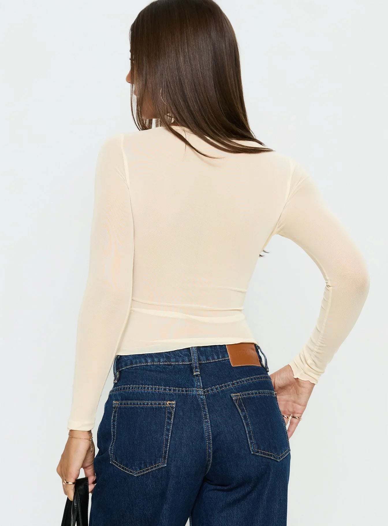 Victoire Long Sleeve Mesh Top Beige