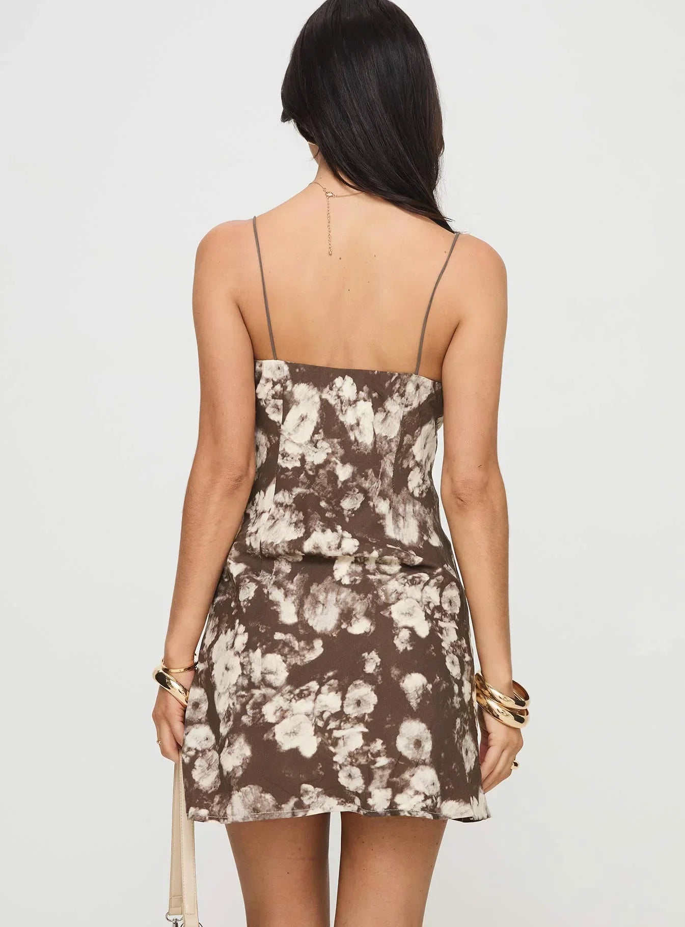 Marilyn Mini Dress Brown Floral