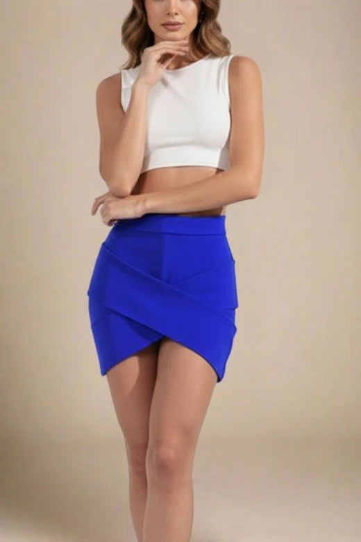 Jay High Waist Bandage Mini Skirt Royal Blue