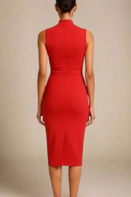 Grace Bandage Midi Dress Lipstick Red