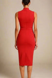 Grace Bandage Midi Dress Lipstick Red
