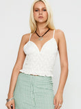 Clued In Frill Detail Top White