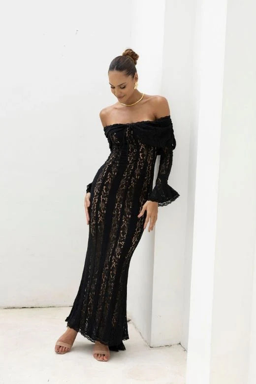 Rose Long Sleeve Bodycon Maxi Dress Sangria Purple