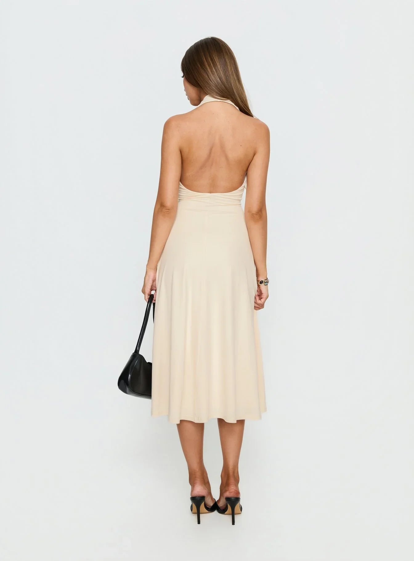 Morganne Halter Plunge Midi Dress Butter