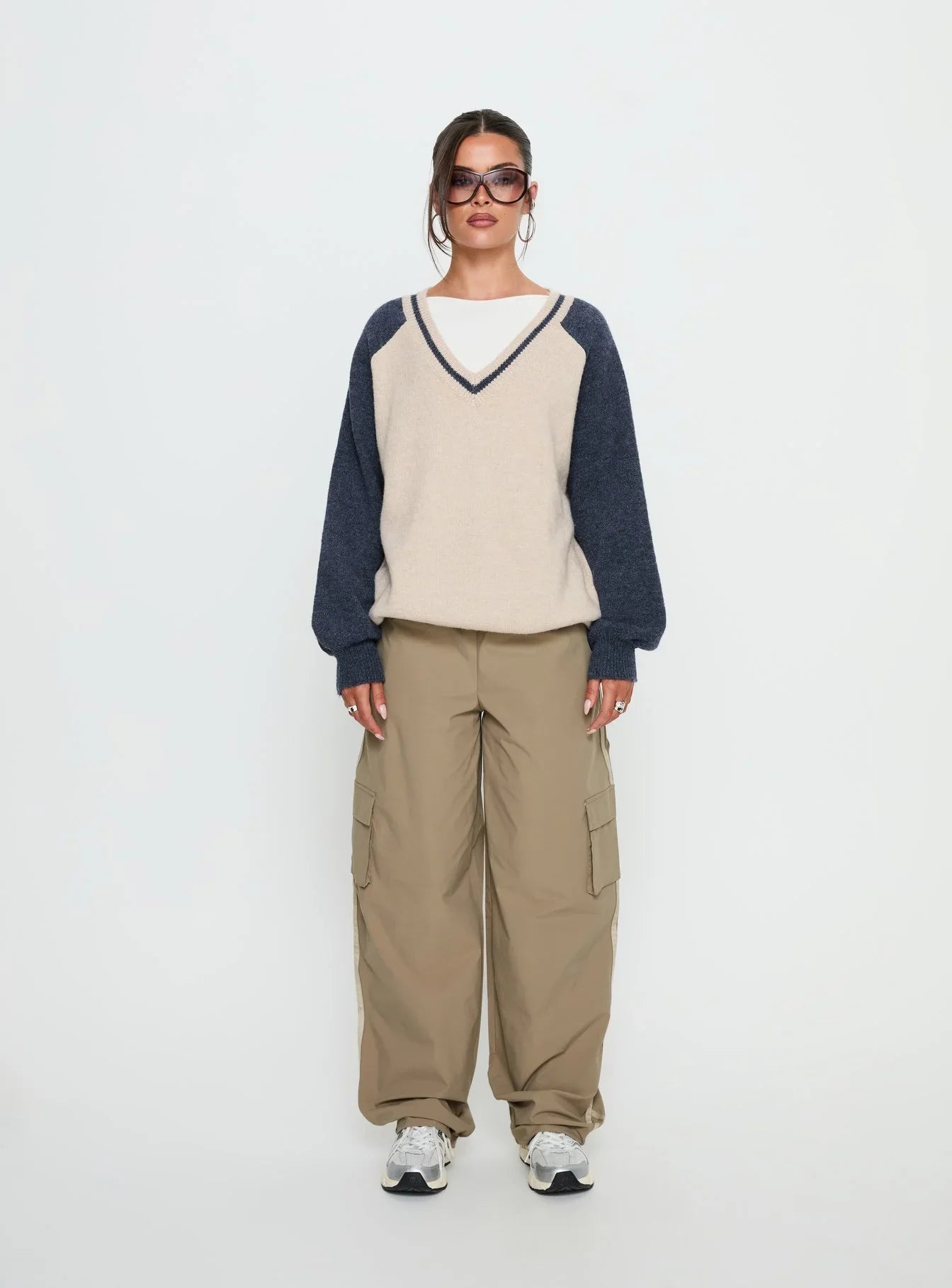 Adana V Neck Graphic Knit Sweater Multi