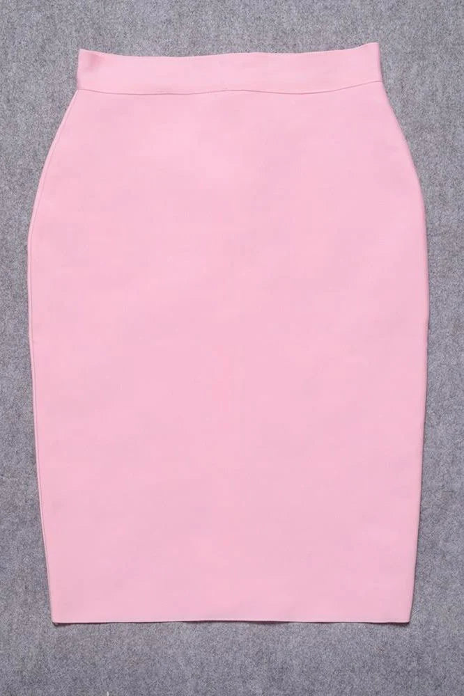 Pencil High Waist Bandage Knee Length Skirt Blush Pink