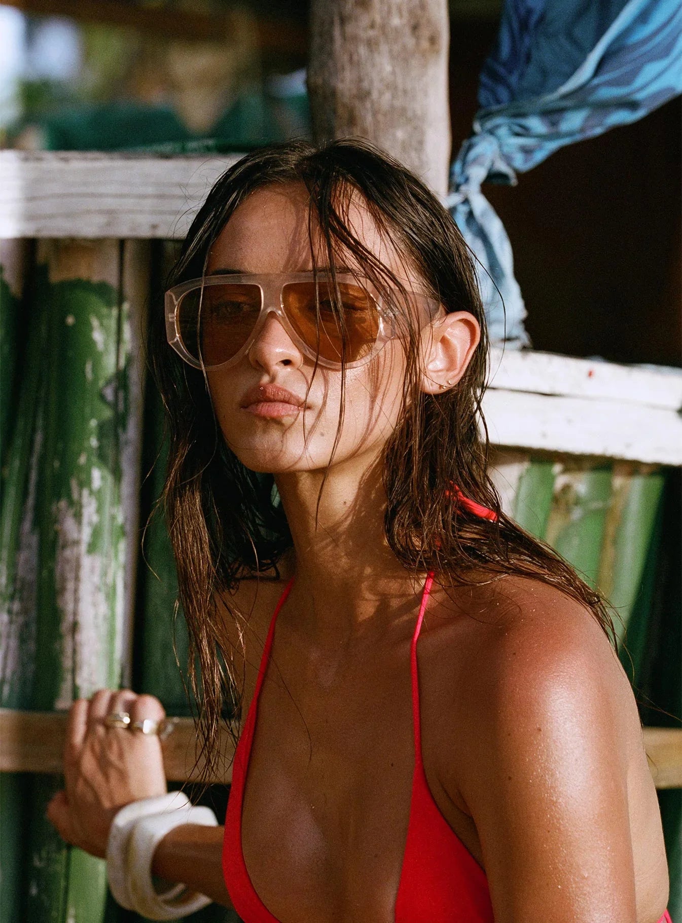 Porschia Sunglasses Clear Amber