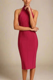 Lea Bandage Midi Dress Red Wine