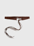 Evera Ring Detail Tassel Belt Brown Silver