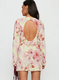 Odelie Long Sleeve Plisse Mini Dress Multi Floral