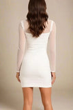 Robin Long Sleeve Bandage Mini Dress White Pearl